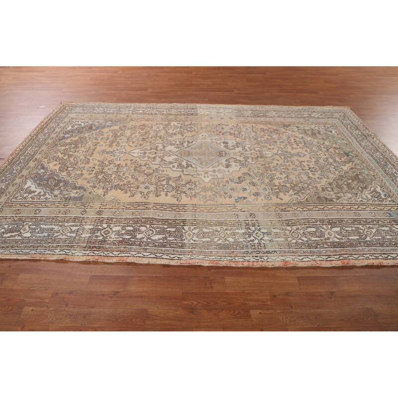 Traditional Hamedan Persian Vintage Rug Hand-Knotted Wool Carpet - 6'7"x 10'0"