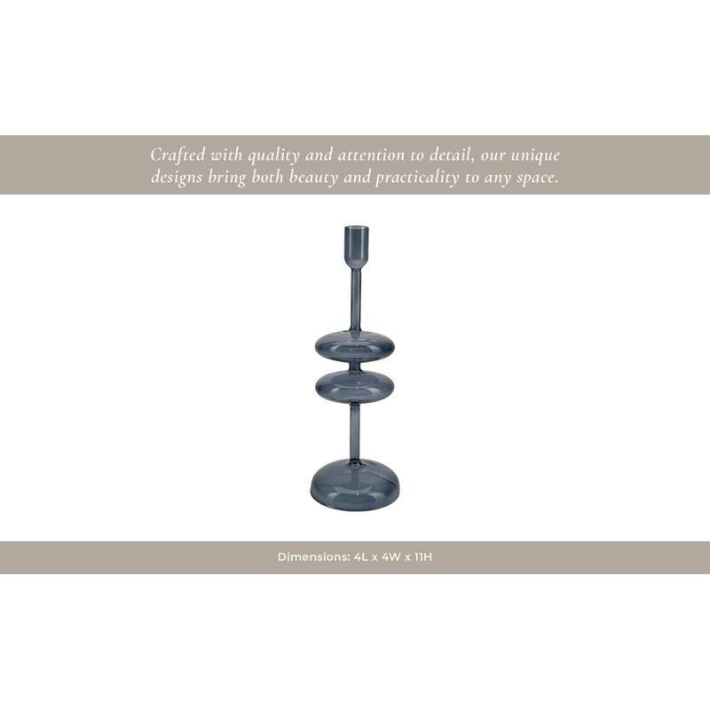 Modern Glass Retro Bubble Pillar and Taper Candle Holder Sleek Design