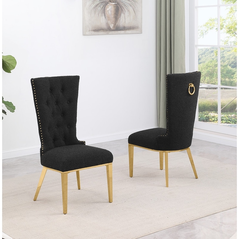 Best Quality Furniture 19" Side Chairs Stainless Steel Boucle Fabric