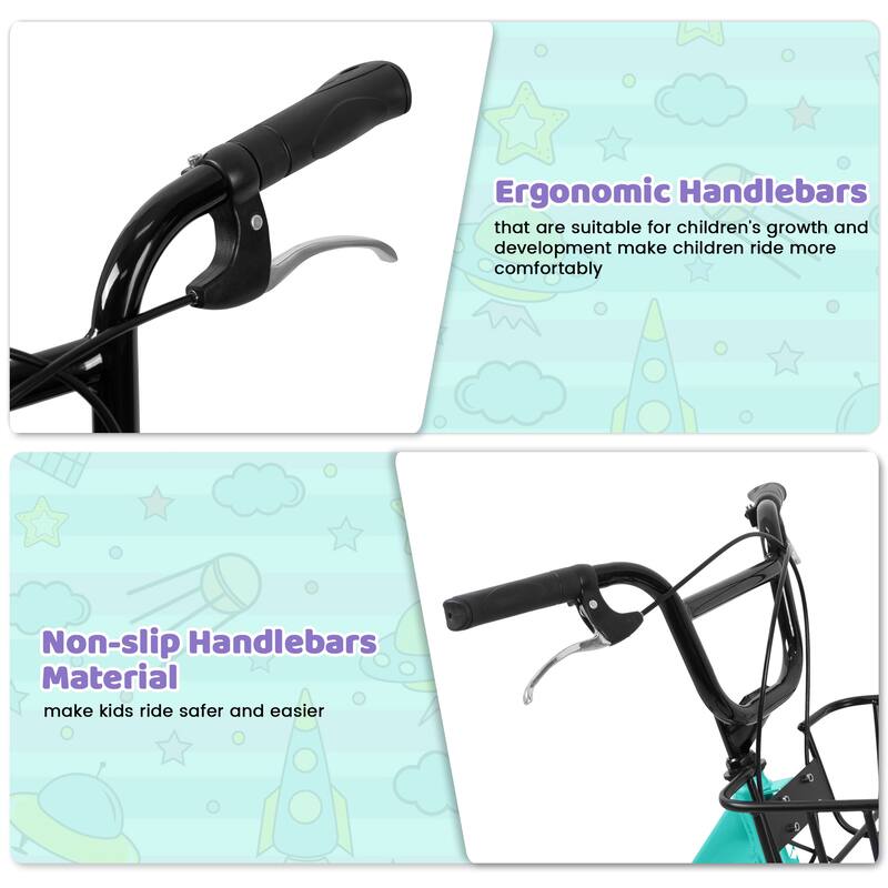 20 Inch Kids Bike for Boys & Girls, Children's Bicycle with Coaster Brake & V-Brake, 1-Speed, Chain Guard & Rear Rack