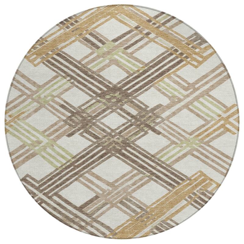 Machine Washable Indoor/ Outdoor Modern Trellis Chantille Rug