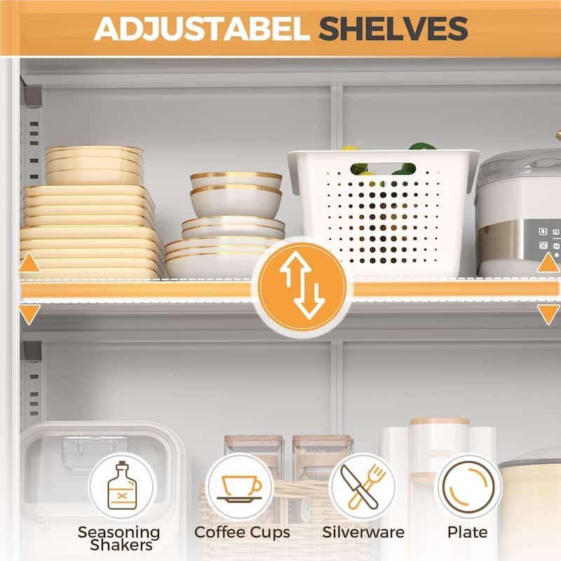 Kitchen Pantry Cabinet Storage with Locking Door and 4 Adjustable Shelves - 71'' H x 31.5'' W x16'' D