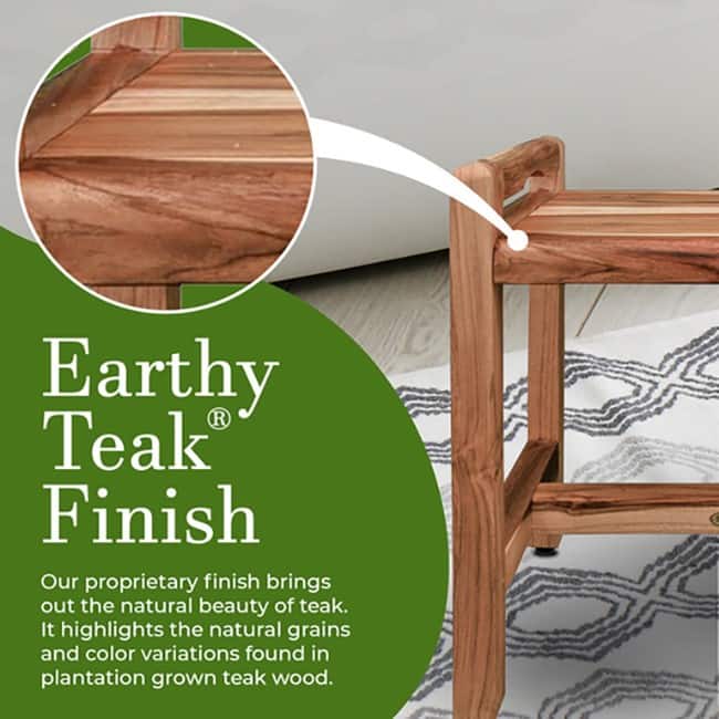 EcoDecors Eleganto EarthyTeak 20" Teak Shower Bench, LiftAide Arms