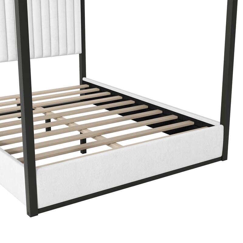 Upholstered Canopy Platform Bed with Velvet Headboard & Metal Frame by Harper&Bright Designs