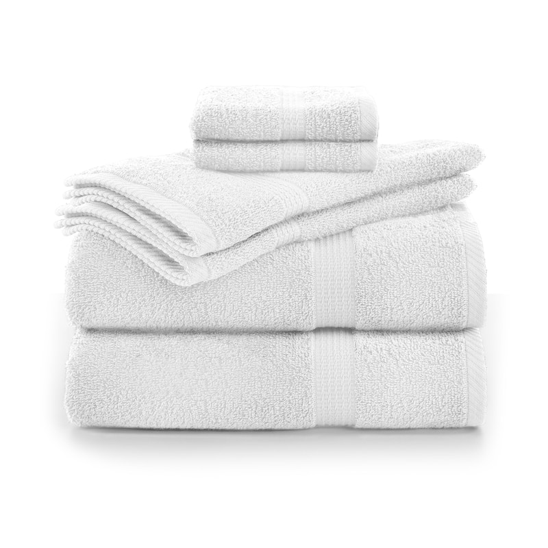 Utica 6-Piece Towel Set 100% Cotton Highly Absorbent & Soft - White
