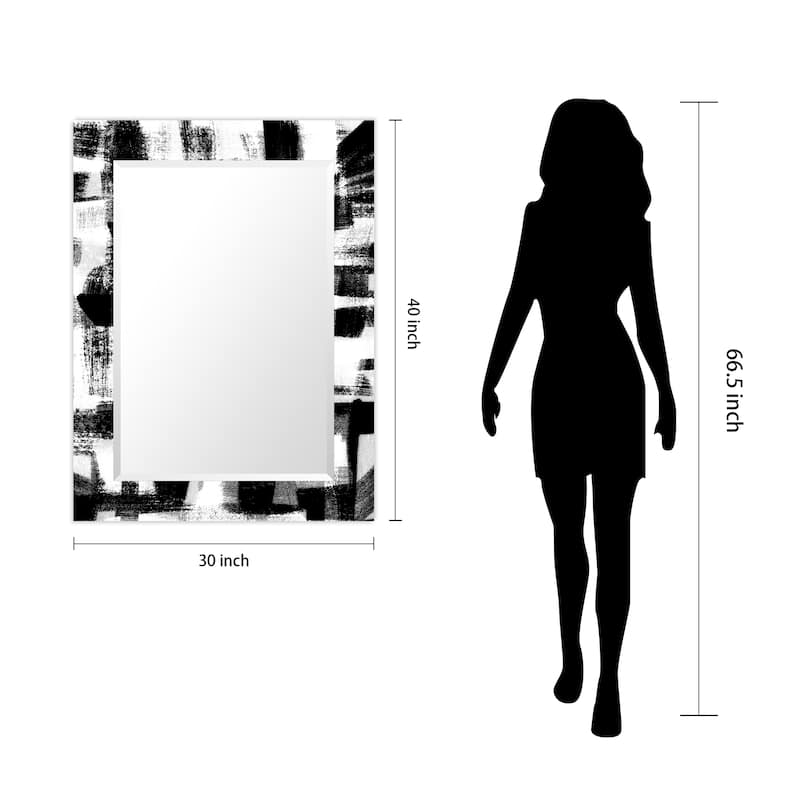 Jam Session Rectangular Beveled Mirror on Free Floating Printed Tempered Art Glass - Clear - 40" x 30"