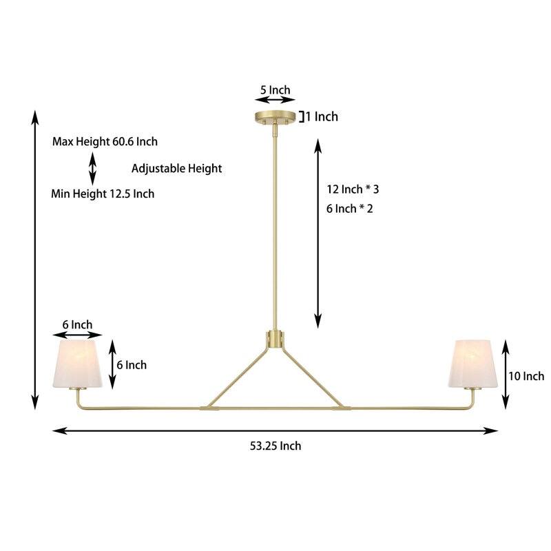 Acroma - 2 Light Gold Steel & Glass Dimmable Modern Linear Chandelier
