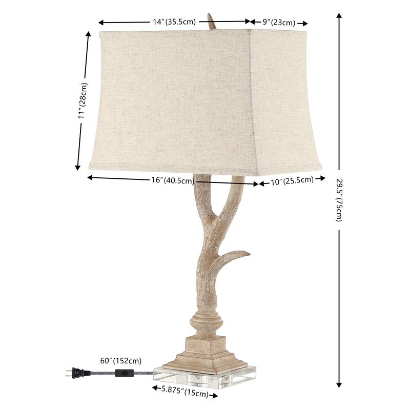 Watts 29.5" Rustic Resin/Crystal LED Table Lamp, Brown/Clear by JONATHAN Y