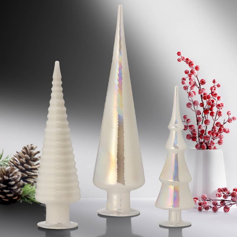 10/12/15" Glass Tree Trio Set of 3
