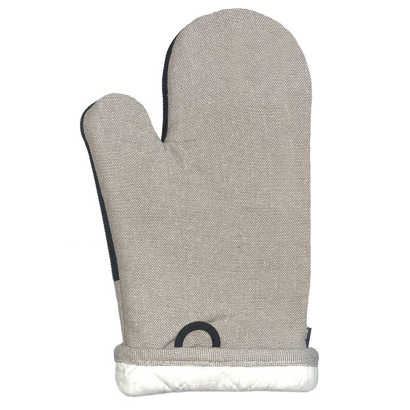 Beige Heat Resistant Thick Soft Quilted Lining Kitchen Oven Glove Mitts With Neoprene - 1 Pair
