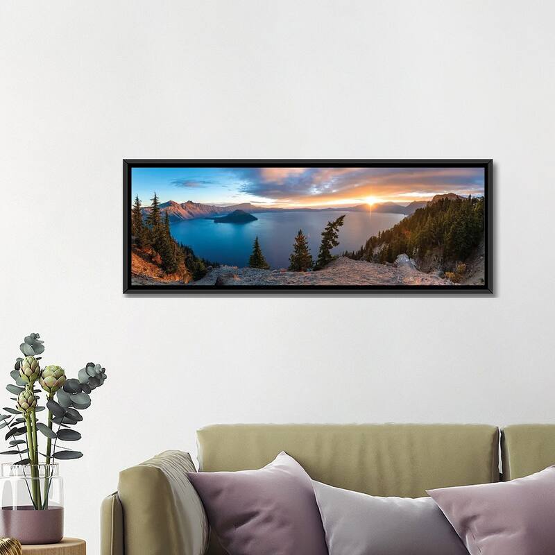 iCanvas "Crater Lake Panorama" by Lucas Moore Framed Canvas Print