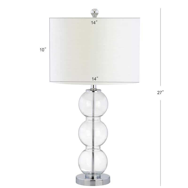 Ella 27" Glass Triple-Sphere LED Table Lamp, Mercury Silver/Chrome (Set of 2) by JONATHAN Y
