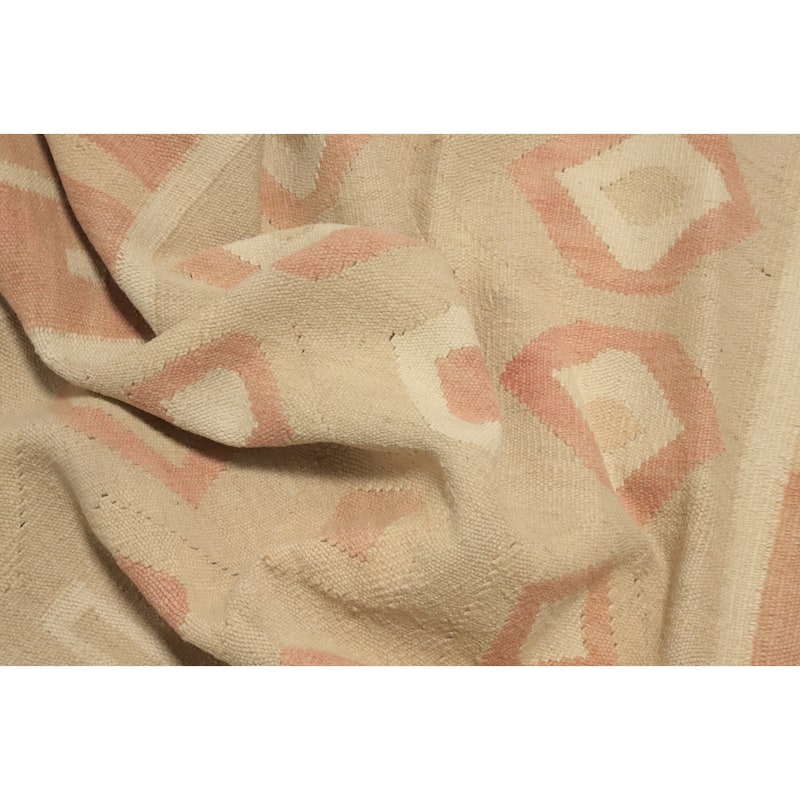 Hand Woven Oriental 100% Wool Carpet Southwestern Tribal Beige & Ivories Kilim Area Rug - 5' 8'' X 4' 1''