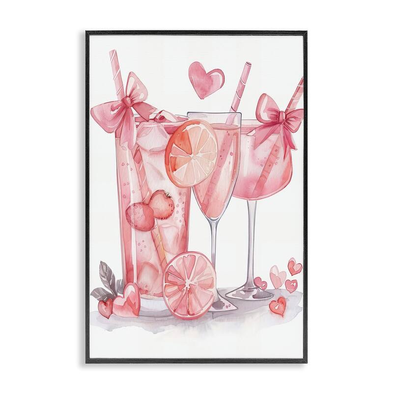 Stupell Pink Glam Cocktail Party Framed Giclee Art Design By LSR Design Studio - 16 x 24 - Black