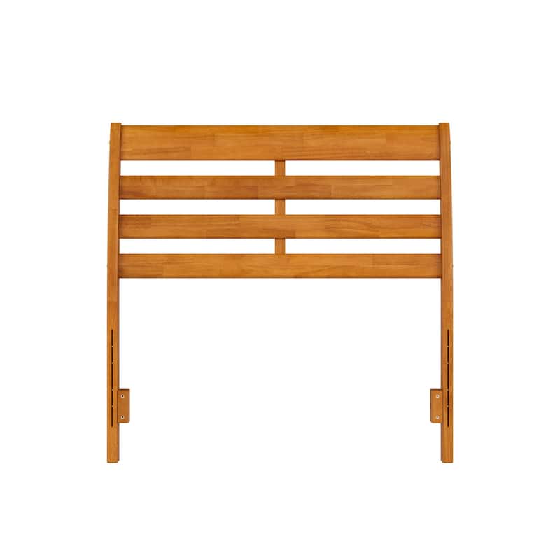 Solid Wood Headboard Twin Size - Victorian Style Bed Frame with USB Charger - Light Toffee Finish