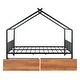 preview thumbnail 20 of 28, Full Size Metal House Bed with Two Drawers & Roof