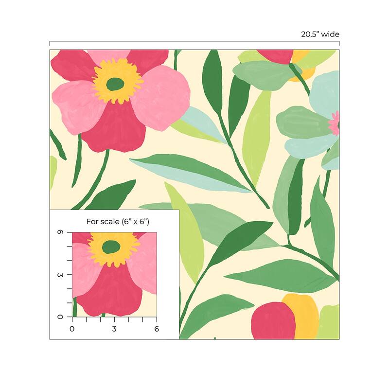 NextWall Garden Block Floral Peel and Stick Wallpaper