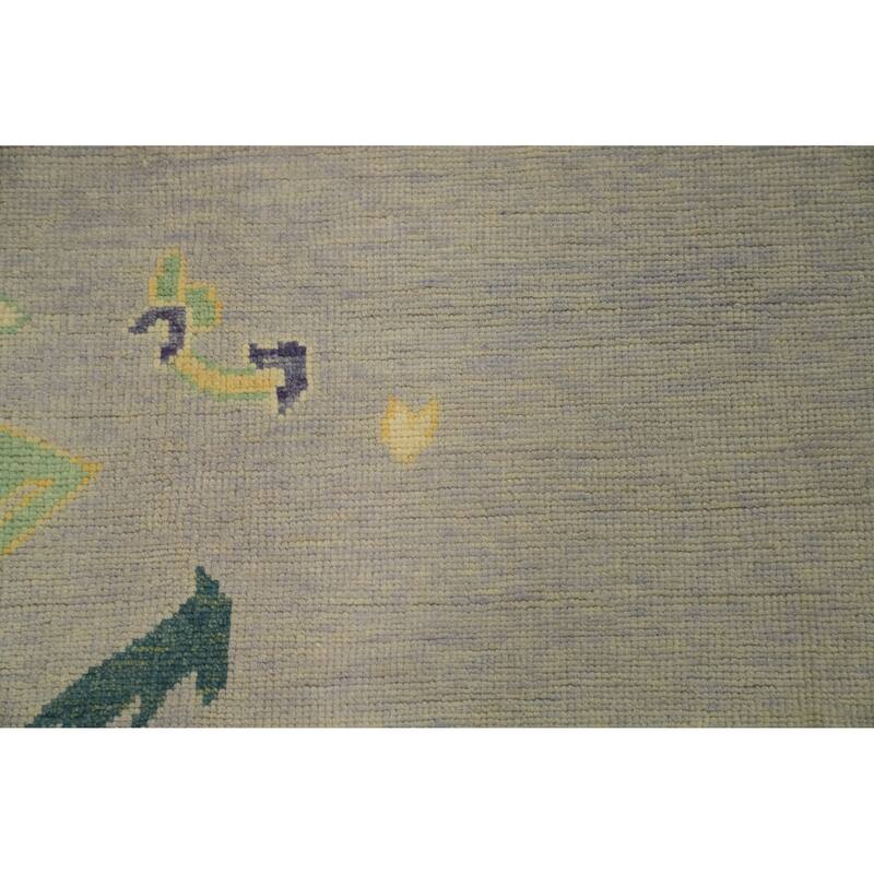 Vegetable Dye Wool Oushak Turkish Area Rug, Geometric Carpet - 12' 8'' X 10' 1''