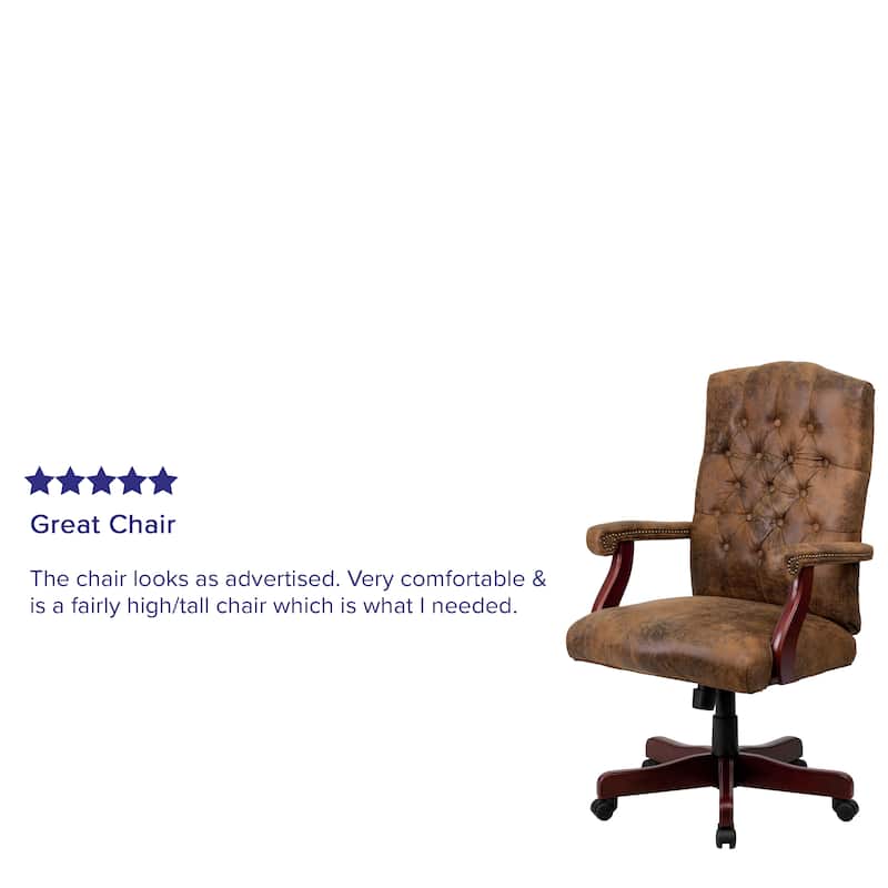 Upholstered Brown Swiveling Executive Office Armchair