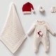 preview thumbnail 3 of 1, Celebrate Your Babys First Christmas in Style Cotton Knitwear Set Cream