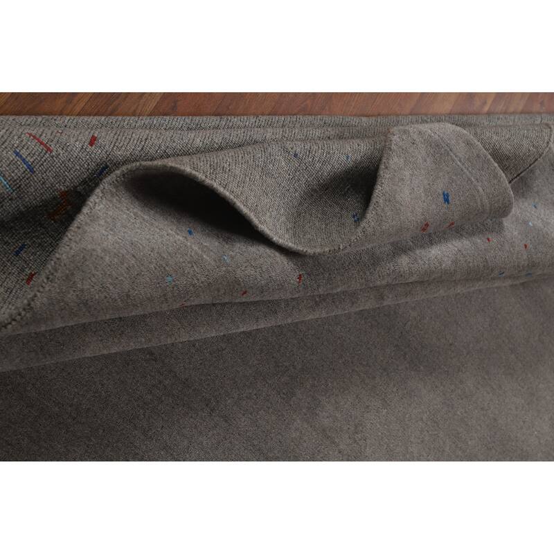 Hand Knotted Oriental 100% Wool Carpet Tribal Tribal Greys & Charcoal Gabbeh Area Rug - 12' 0'' X 9' 1''