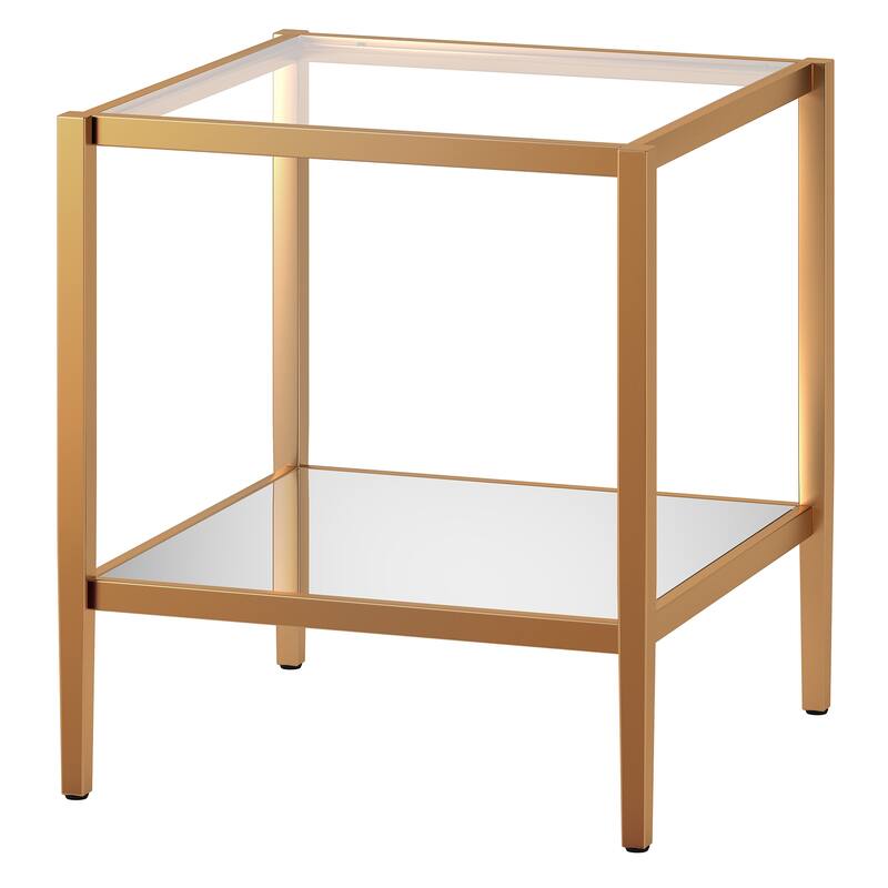 Hera 20" Wide Square Side Table with Mirror Shelf - 20" Wide