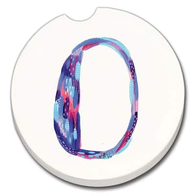 Counterart Absorbent Stoneware Car Coaster, Hello Color O, Set of 2 - 2.5