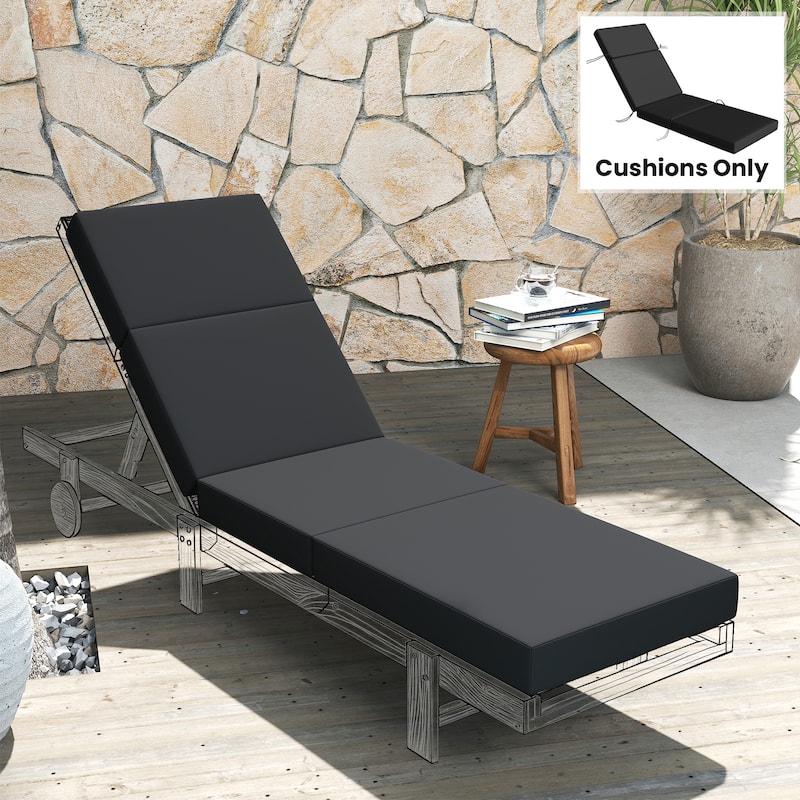 Outsunny Chaise Lounge Cushion, 4" Thick Outdoor Lounge Chair Cushion with Non-Slip Ties