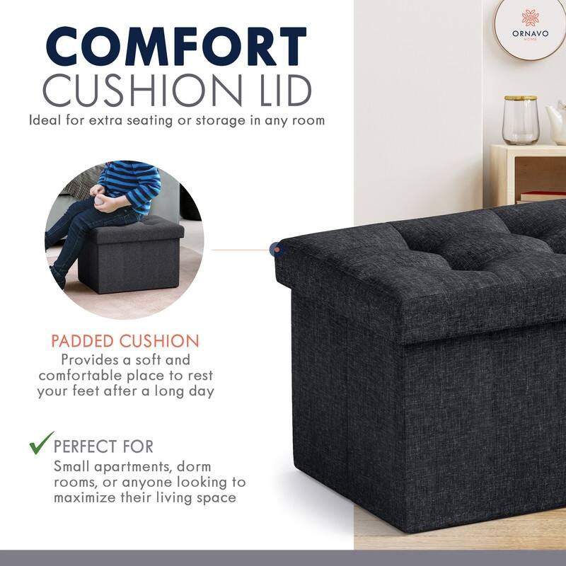 2 Pack Small Rectangle Foldable Storage Ottoman