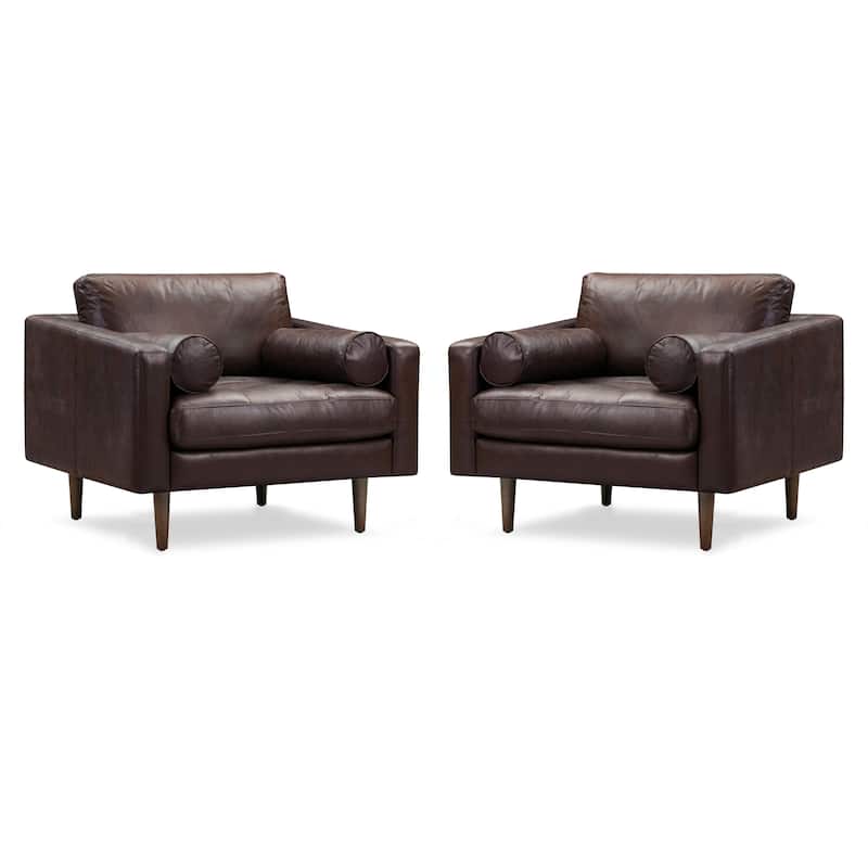 Poly & Bark Napa Lounge Chair (Set of 2) - Full Grain Genuine Italian Leather