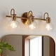 preview thumbnail 12 of 20, Bela Modern Gold 3-Light Bathroom Vanity Light Globe Glass Wall Sconces - L22"x W7"x H9" Upgraded Electroplated Brass