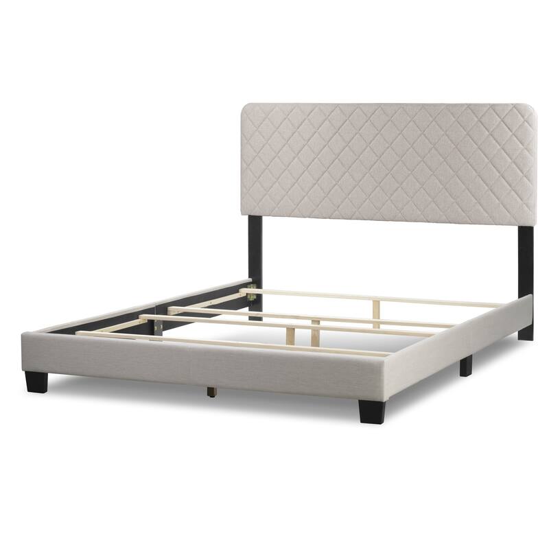 Aurum Fabric Queen Bed with Decorative Stitching