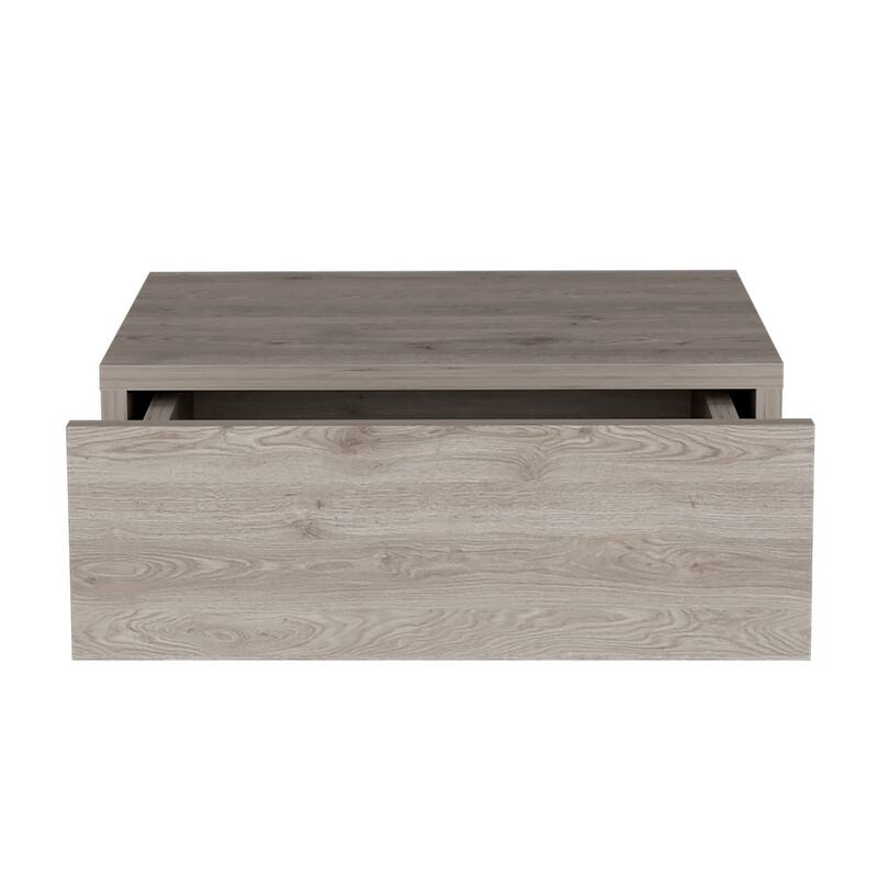 Modern Wall-Mounted Bedside Shelf with Drawer, Light Gray