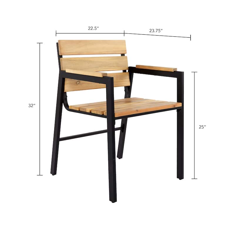 SEI Furniture Shenley Slatted Wood Outdoor Chairs (Set of 2)