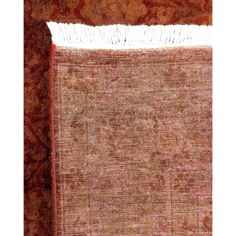 Overton Hand Knotted Wool Vintage Inspired Modern Contemporary Overdyed Brown Area Rug - 4' 9" x 7' 5"