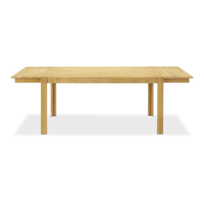 Mopio Logan Solid Wood Dining Table, Modern Farmhouse Solid Rubberwood with light wire brush for Dining Room and Kitchen - 59-91" Dining Table