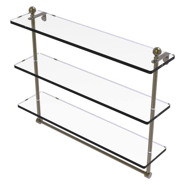 Mambo 22 in. L x 8 in. H x 5 in. W 2-Tier Clear Glass Bathroom Shelf in Antique Bronze Mambo 22 in. L x 8 in. H x 5 in. W 2-Tier Clear Glass Bathroom Shelf in Antique Bronze