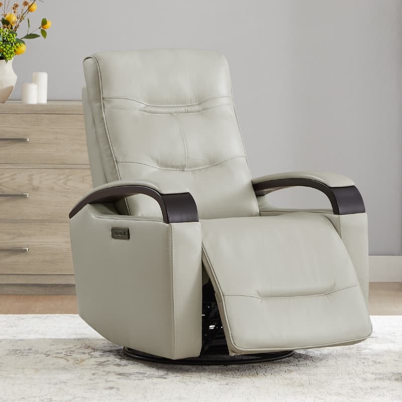 Spruce & Spring Regan Leather Power Recliner Swivel Glider Rocker with Power Headrest