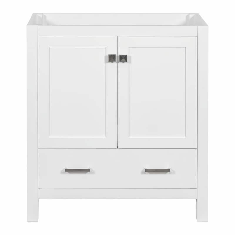 30" White Bathroom Vanity with Single Sink, 2 Doors, and Drawer