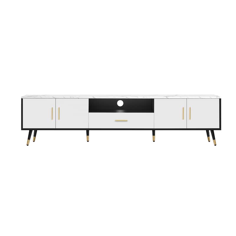 Modern Resistant TV Stand with 2 Storage Cabinets and 1 Silent Drawers for Living Room Media​ and Home Theater