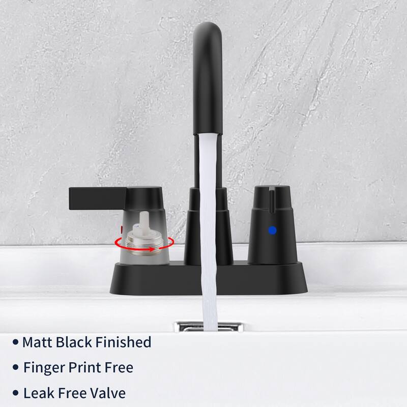 Modern 2 Handle 360 Degree Swivel Bathroom Sink Faucet with Aerator and Anti Drip Valve Core, Anti Fingerprint, Water Saving
