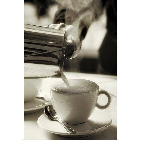 "The art of fresh coffee making, adding steamed milk to make a cappuccino" Poster Print