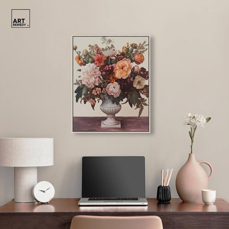 Autumn Tan Floral Canvas by Art Remedy