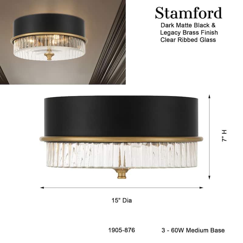 Minka Lavery 1905 Stamford 3 Light 15" Wide Flush Mount Drum Ceiling