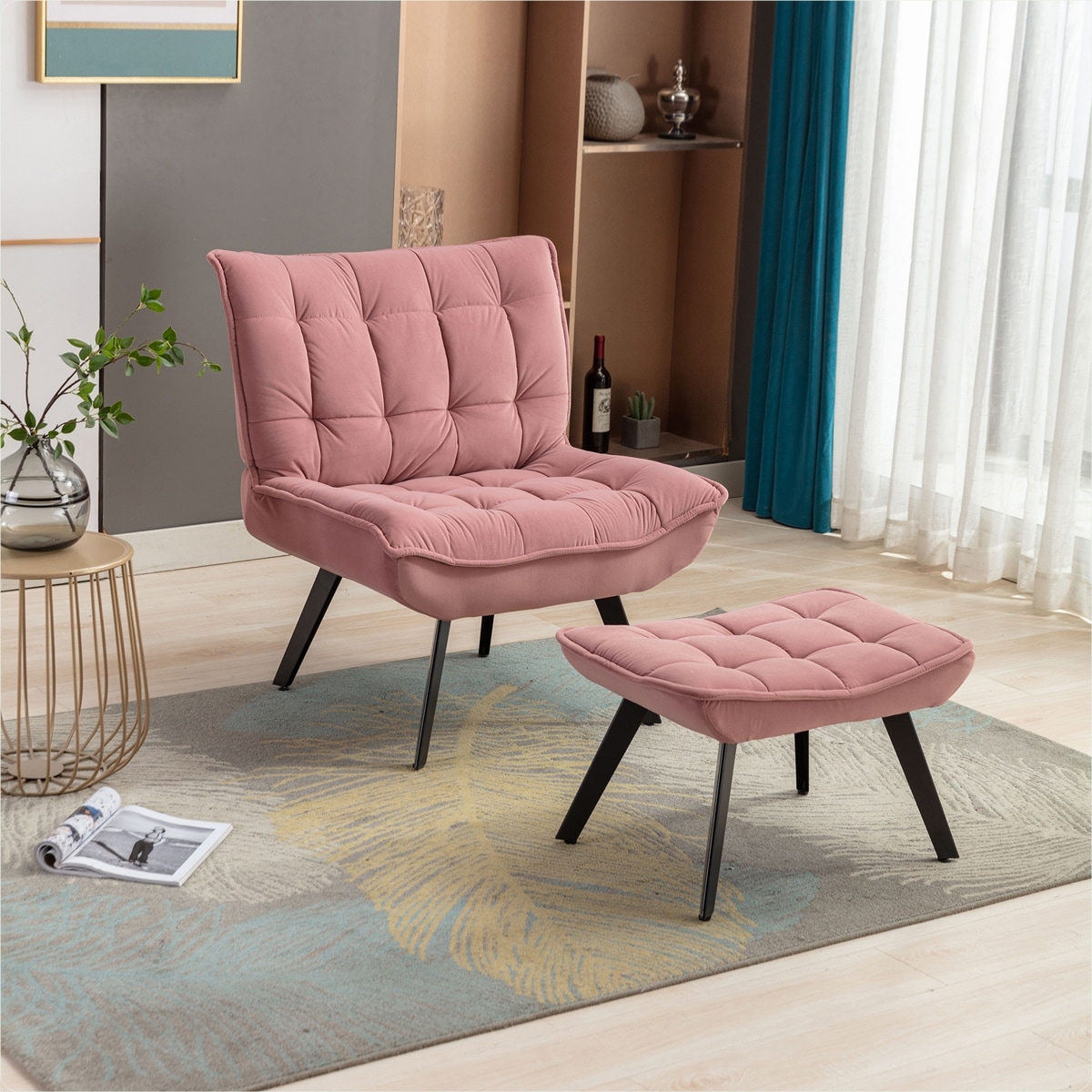 Large lounge chair with ottoman sales