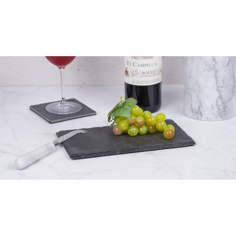 Creative Home Genuine Slate Rectangular Food, Cheese, Dessert Serving Board, Small, 5.5" L x 12" W