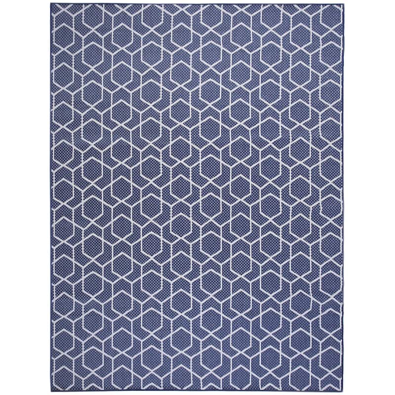 Nourison Horizon Indoor/Outdoor Geometric Area Rug - 9' x 12' - Navy