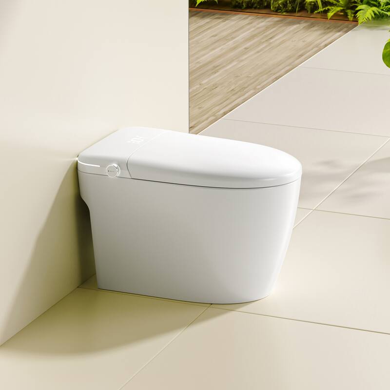 Madrid Smart Toilet Bidet Combo in White with LED Display, Off-Seat Auto Flush, Auto Open & Close Lid, Foot Sensor Operation