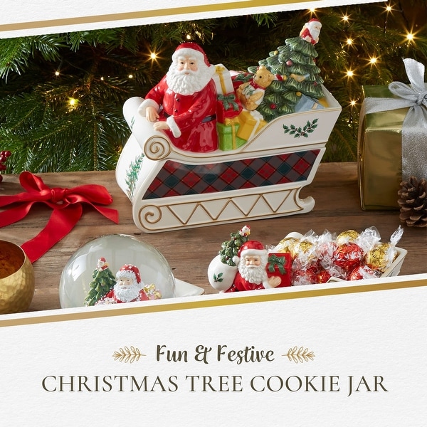Spode Christmas Tree Santa In Sleigh Cookie Jar - 13.25-inch - Bed