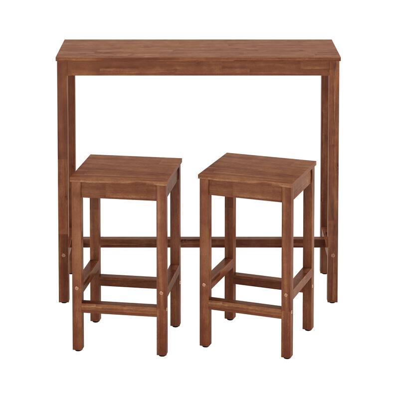 45 in. Outdoor 3-Piece Patio Bar Set with Rectangular Patio Bar Table and Counter Height Bar Stools